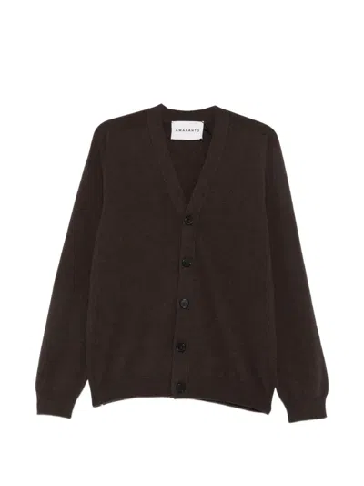 Amaranto Button-up V-neck Cardigan In Burgundy