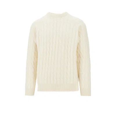 Amaranto Cable Knit Crewneck Sweater In White
