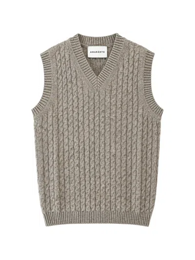 Amaranto Cable-knit V-neck Vest In Gray