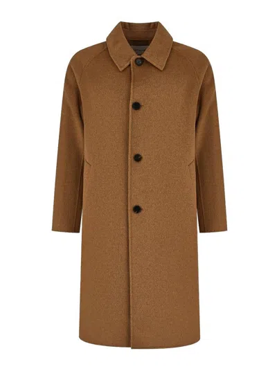 Amaranto Camel Wool And Cashmere Coat In Brown