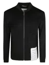Amaranto Black Bomber Jacket With Ribbed Collar In Black