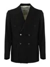 Amaranto Double-breasted Wool Blend Jacket In Black