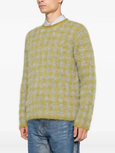 Amaranto Check Brushed-knit Sweater In Green