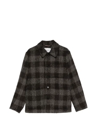 Amaranto Check Wool-blend Shirt Jacket In Black