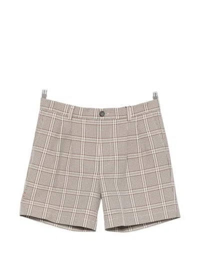 Amaranto Check-pattern Pleated Shorts In Neutral