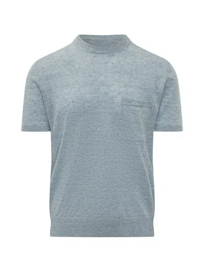 Amaranto Chest-pocket Short-sleeve T-shirt In Blue