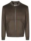 Amaranto Classic Bomber Jacket With Snug Ribbed Detailing In Brown