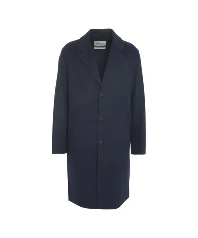 Amaranto Classic Cashmere-wool Blend Coat With Notched Collar In Black