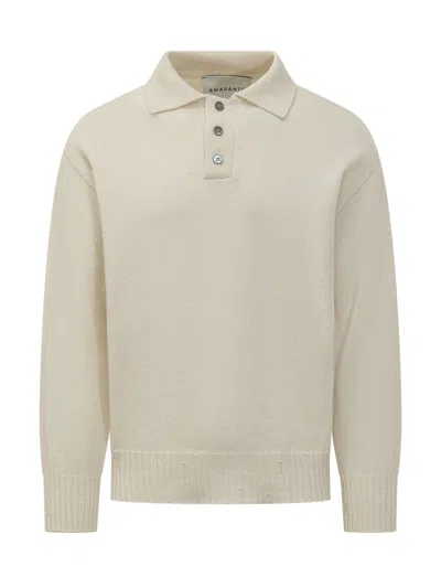 Amaranto Classic Knit Polo Shirt In White