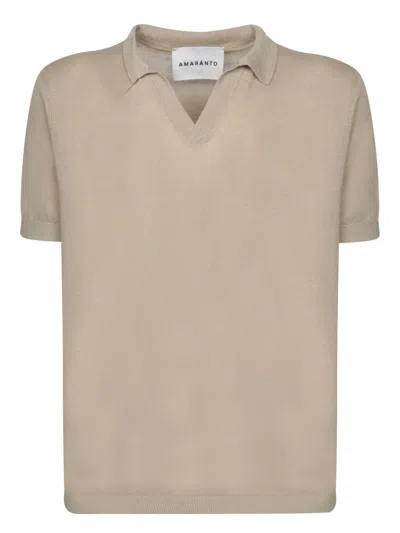 Amaranto Classic V-neck Beige Polo T-shirt In Neutral