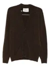 Amaranto Classic V-neck Brown Cardigan With Button Closure In Brown