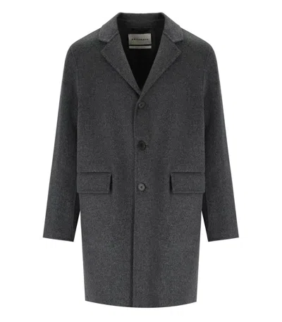 Amaranto Grey Single-breasted Coat In Black
