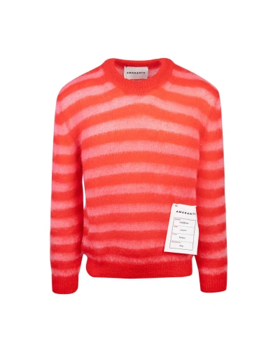 Amaranto Coral Striped Sweater In Rv 405fuoco Corallo