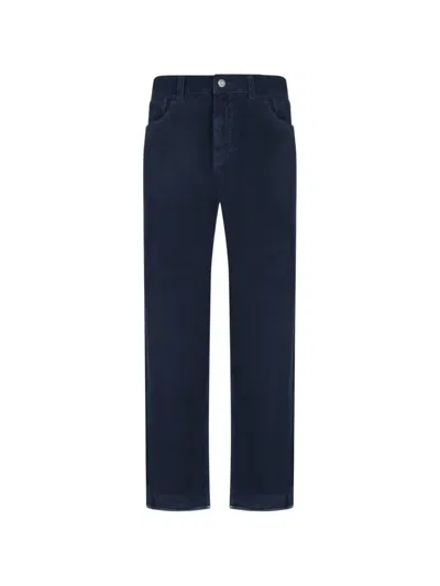 Amaranto Corduroy Straight-leg Trousers In Blue