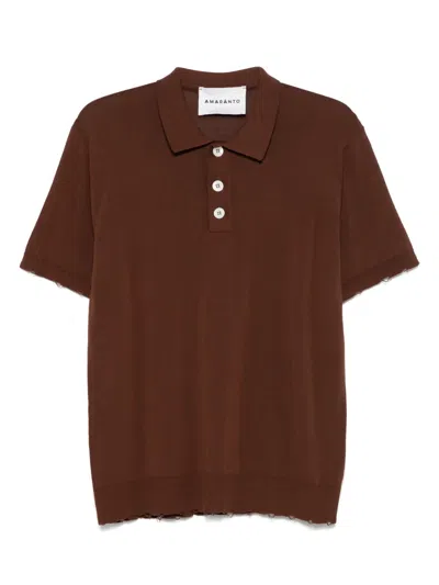 Amaranto Cotton Polo Shirt In Brown