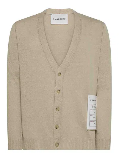 Amaranto Label Detail Cardigan In Beis