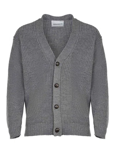 Amaranto Amaranth Cardigan Made Of Wool In Gray