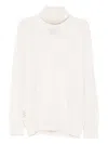 Amaranto Cream Knit Sweater With High Neckline In White