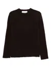 Amaranto Crew Neck Brown Knit Sweater In Black