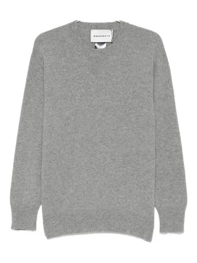 Amaranto Crewneck Long-sleeve Sweater In Gray