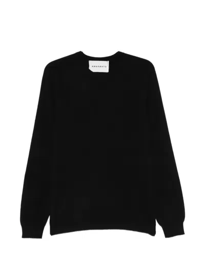 Amaranto Crew-neck Long-sleeve Sweater In Black