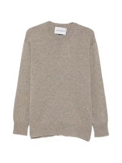 Amaranto Crew-neck Ribbed-trim Sweater In Brown
