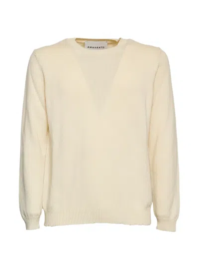 Amaranto Crewneck Textured Sweater In Neutral