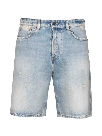 Amaranto Distressed Denim Shorts In Animal Print