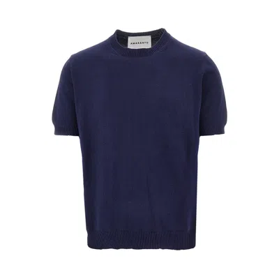 Amaranto Distressed Finishes Knitted T-shirt In Blue