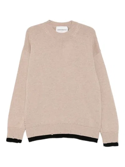 Amaranto Distressed-trim Sweater In Pink