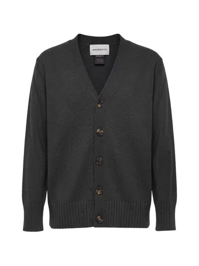 Amaranto Distressed V-neck Cardigan In Gray