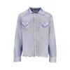 Amaranto Distressed-effect Knitted Overshirt In Blue
