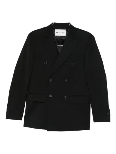 Amaranto Double-breasted Blazer In Black
