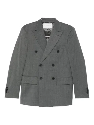 Amaranto Double-breasted Blazer In Gray