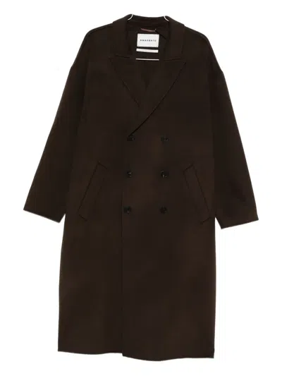 Amaranto Double-breasted Coat In Black
