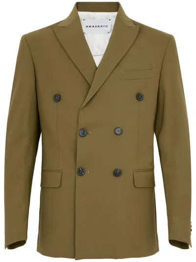 Amaranto Double-breasted Military Green Blazer