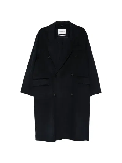 Amaranto Double-breasted Coat In Black