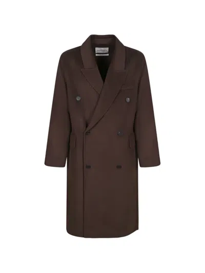 Amaranto Double-breasted Coat In Brown