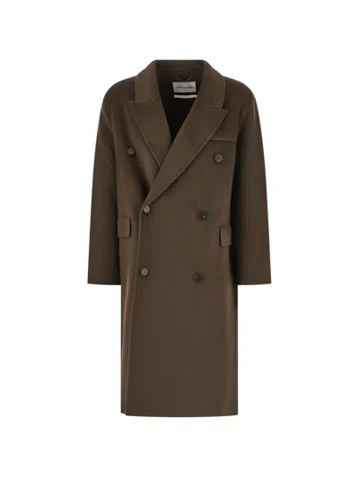 Amaranto Double-breasted Coat In Brown