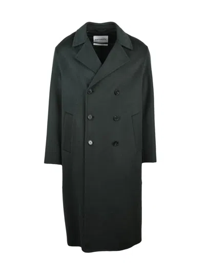 Amaranto Double-breasted Coat In Luxurious Green Wool-cashmere Blend