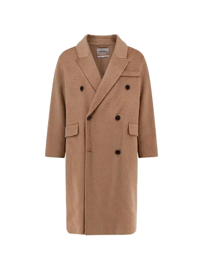 Amaranto Double-breasted Felted Coat In Brown