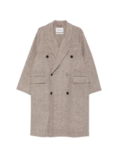Amaranto Double-breasted Herringbone-pattern Coat In Neutral