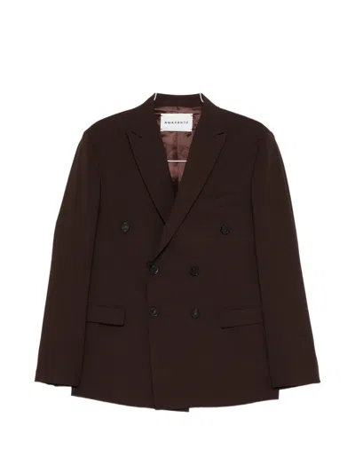 Amaranto Double-breasted Peak-lapel Blazer In Brown