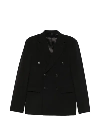 Amaranto Double-breasted Peak-lapel Blazer In Black