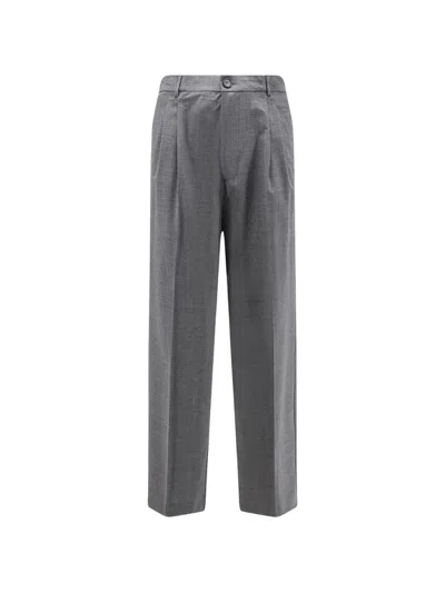 Amaranto Double-pleat Trousers In Gray