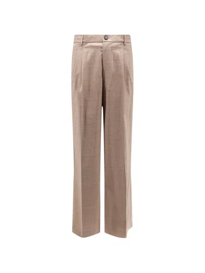 Amaranto Double-pleat Welt-pocket Trousers In Brown