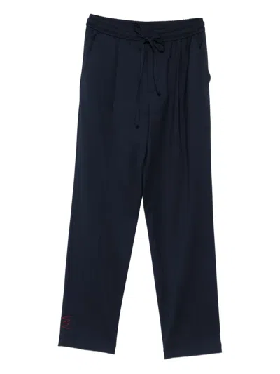 Amaranto Drawstring Straight-leg Trousers In Blue