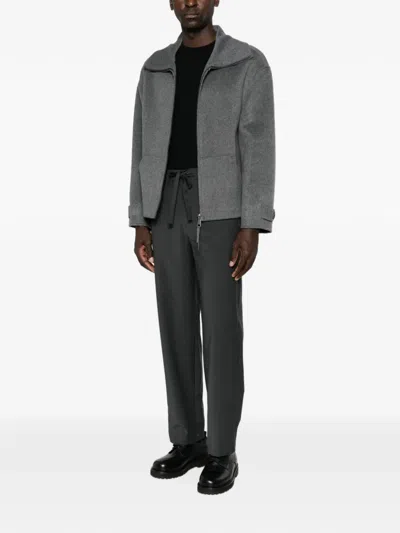 Amaranto Drawstring Straight-leg Trousers In Gray