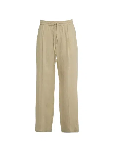 Amaranto Drawstring-waist Pleated Trousers In Neutral