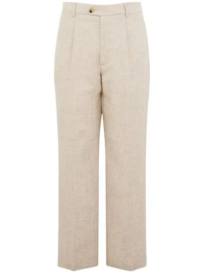 Amaranto Elegant Beige Cotton Trousers
